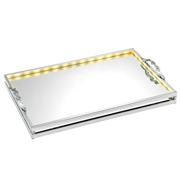 Δίσκος γάμου ασημί με led & καθρέπτη ΚΔ1091