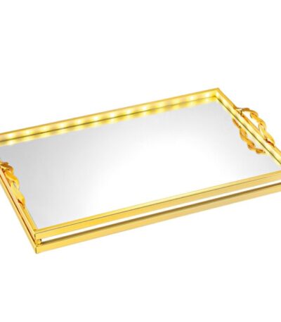 Δίσκος γάμου χρυσός με led & καθρέπτη ΚΔ1093