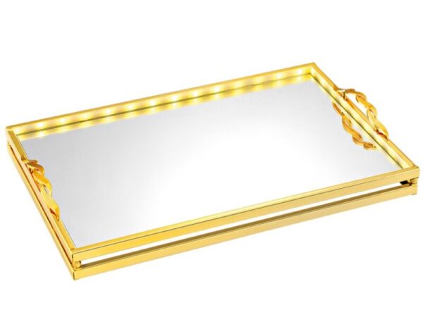 Δίσκος γάμου χρυσός με led & καθρέπτη ΚΔ1093