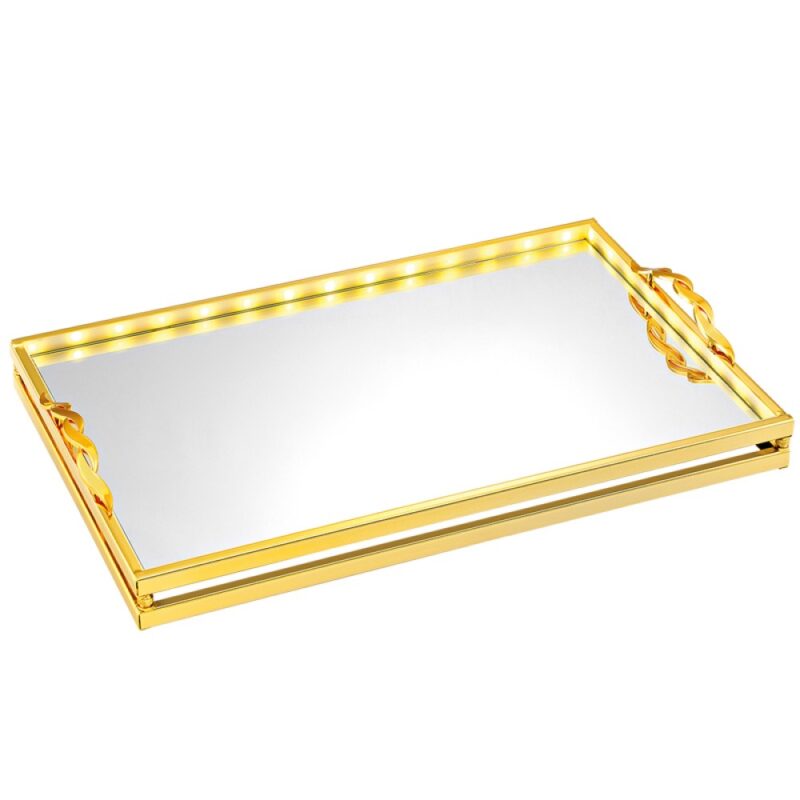 Δίσκος γάμου χρυσός με led & καθρέπτη ΚΔ1093